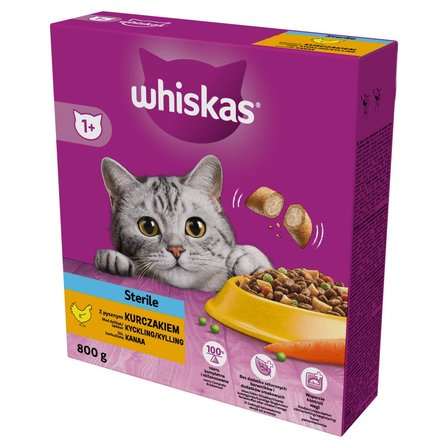 Whiskas Sterile Sucha karma dla kotów z pysznym kurczakiem 800 g (1)