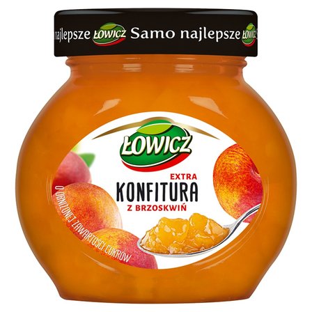 Łowicz Konfitura extra z brzoskwiń o obniżonej zawartości cukrów 240 g (1)