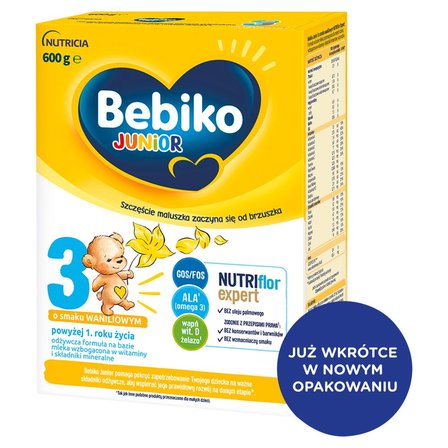 Bebiko Junior 3 Odżywcza formuła na bazie mleka dla dzieci powyżej 1. roku o smaku waniliowym 600 g (2)