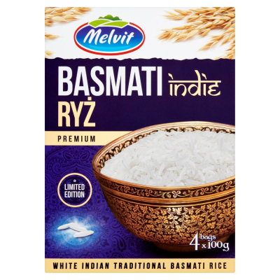 Melvit Premium Ryż Basmati Indie 400 g (4 x 100 g) (1)