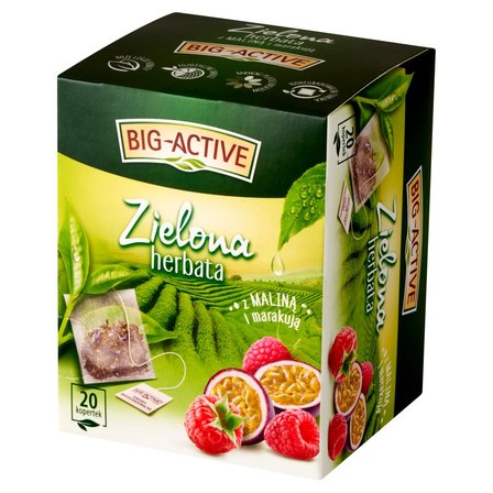 Big-Active Zielona herbata z maliną i marakują 34 g (20 x 1,7 g) (2)