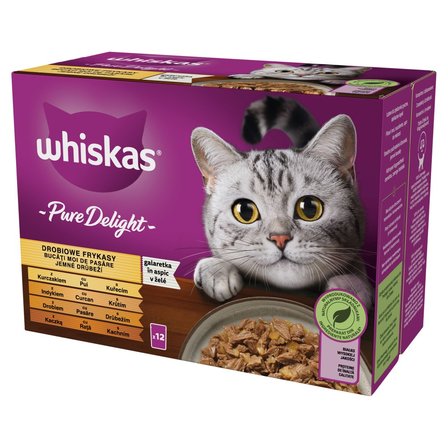 Whiskas Pure Delight Mokra karma dla kotów drobiowe frykasy galaretka 1.02 kg (12 x 85 g) (1)