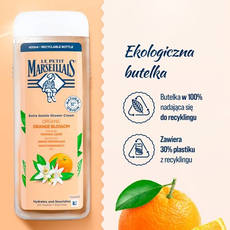 Le Petit Marseillais Kremowy żel pod prysznic kwiat pomarańczy bio 400 ml (4)