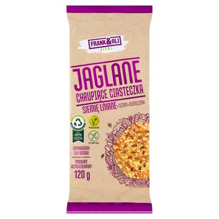 Frank&Oli Jaglane chrupiące ciasteczka siemię lniane + sezam + słonecznik 120 g (1)