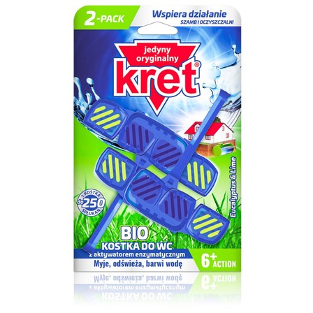 BIO KRET KOSTKA DO WC ZAWIESZKA + AKTYWATOR ENZYMATYCZNY 2X40G (1)