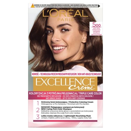 L'Oréal Paris Excellence Creme Farba do włosów 500 jasny brąz (1)