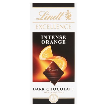 Lindt Excellence Szwajcarka czekolada deserowa z sokiem pomarańczowym i migdałami 100 g (1)