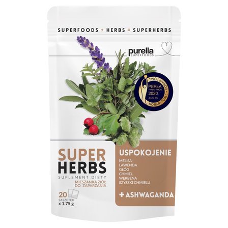 Purella Superfoods Superherbs Suplement diety uspokojenie 35 g (20 x 1,75 g) (1)