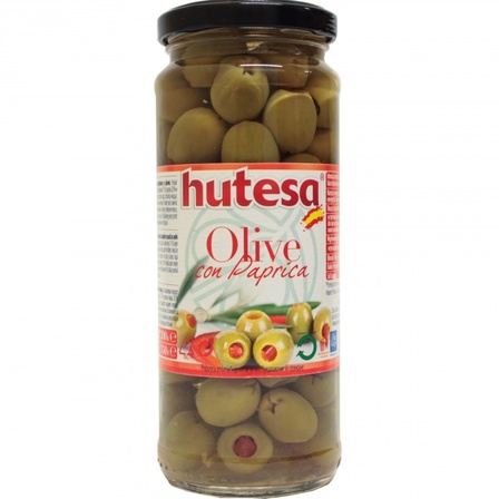 HUTESA OLIWKI ZIELONE FASZEROWANE PAPRYKĄ 350G (1)