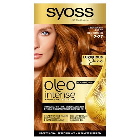 Syoss Oleo Intense Farba do włosów trwale koloryzująca z olejkami bez amoniaku czerwona miedź 7-77 (1)