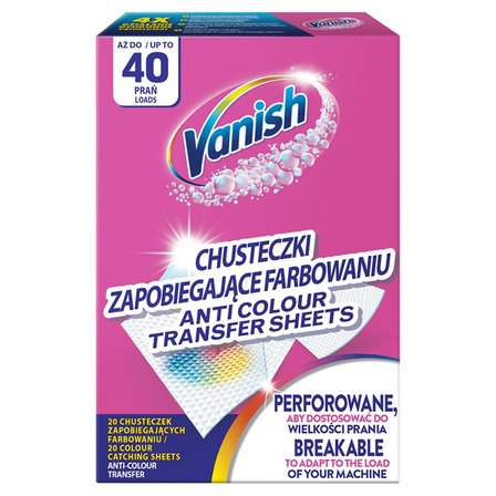 Vanish Color Protect Chusteczki zapobiegające farbowaniu 20 sztuk (1)