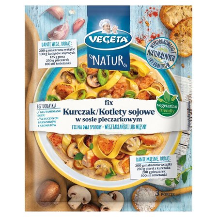 Vegeta Natur Mieszanka warzyw ziół przypraw do dań kurczak kotlety sojowe w sosie pieczarkowym 35 g (1)