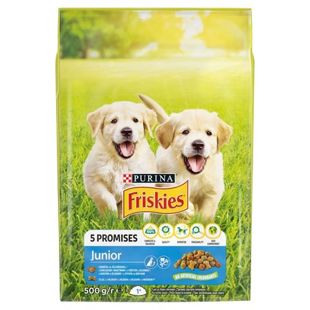 Friskies 5 Promises Junior Karma dla szczeniąt z kurczakiem i warzywami z mlekiem 500 g (1)