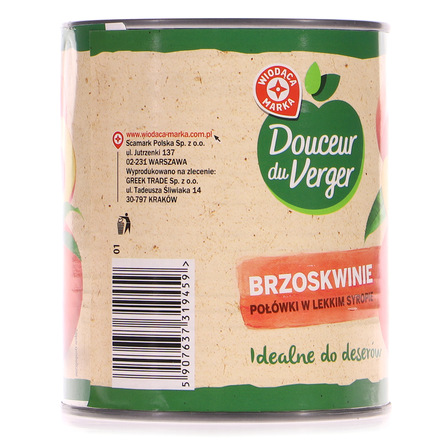 Wiodąca marka brzoskwinie połówki w syropie 820g/470g (8)