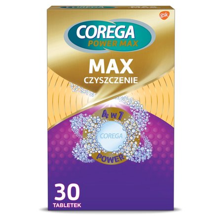 Corega Power Max Tabletki do codziennego czyszczenia protez zębowych max czyszczenie 30 sztuk (2)