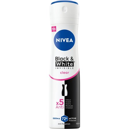 Nivea Black&White Invisible Clear Antyperspirant dla kobiet w spray'u 150 ml (1)