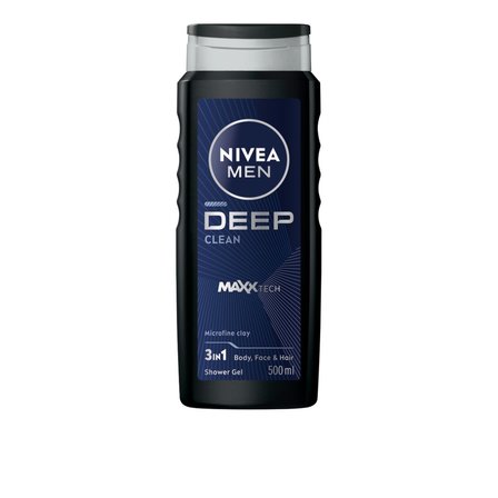 Nivea MEN Deep Clean ŻEL POD Prysznic DO Ciała, Twarzy I Włosów 500 ml (1)