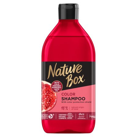 Nature Box Pomegranate Oil Chroniący kolor szampon do włosów farbowanych z olejem z granatu 385 ml (1)