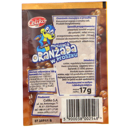 CELIKO ORANŻADA W PROSZKU COLA BEZGLUTENOWA 17G (2)