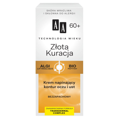 AA Technologia Wieku 60+ Złota Kuracja Krem napinający kontur oczu i ust 15 ml (1)