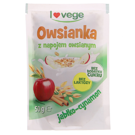 I LOVE VEGE owsianka z napojem owsianym jabłko-cynamon 50g (1)