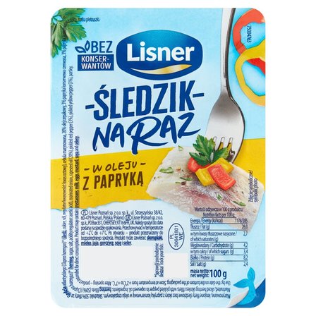 Lisner Śledzik na raz w oleju z papryką 100 g (1)