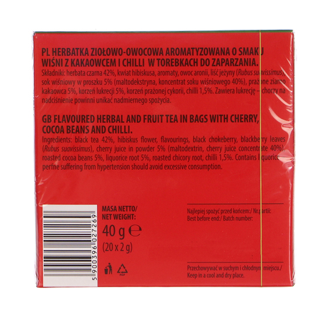 Loyd herbatka ziołowo -owocowa aromatyzowana o smaku wiśni z kakowcem i chilli  40g (20x2g) (4)