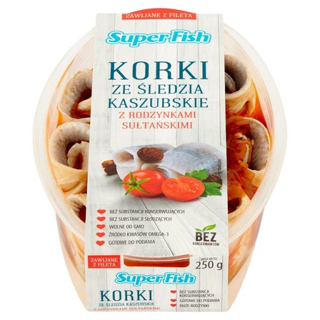 SuperFish Korki ze śledzia kaszubskie z rodzynkami sułtańskimi 250 g (2)