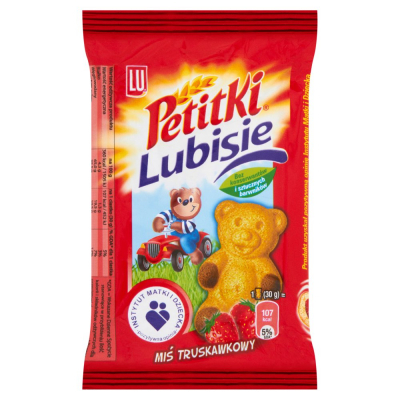 LU Petitki Lubisie Miś truskawkowy Ciastko biszkoptowe z nadzieniem 30 g (1)