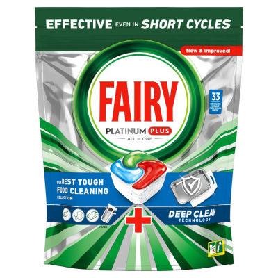 Fairy Platinum Plus Świeża ziołowa bryza Tabletki do zmywarki All In One, 33 tabletek (1)