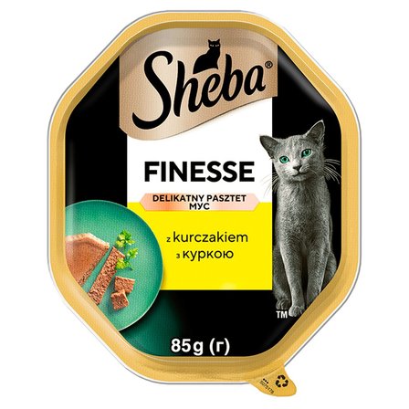 Sheba Finesse Mokra karma dla dorosłych kotów delikatny pasztet z kurczakiem 85 g (1)