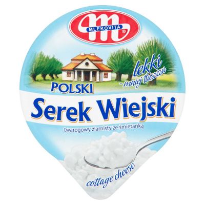 Mlekovita Polski Wiejski lekki Serek twarogowy ziarnisty ze śmietanką 150 g (1)