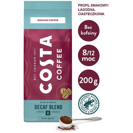 COSTA COFFEE The Decaf Blend Dark Roast Kawa palona bezkofeinowa mielona 200 g (7)