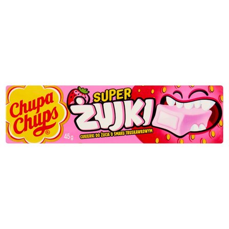 Chupa Chups Super żujki Cukierki do żucia o smaku truskawkowym 45 g (1)