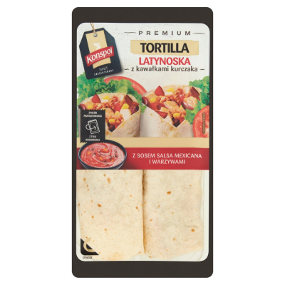 Konspol Premium Tortilla latynoska z kawałkami kurczaka z sosem salsa mexicana i warzywami 250 g (1)