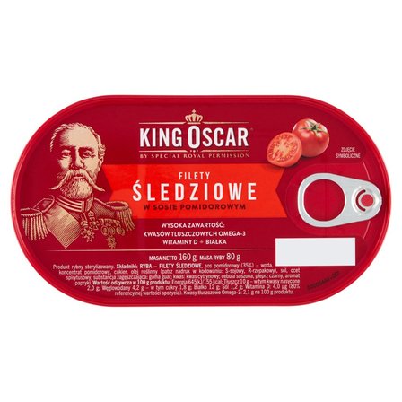 King Oscar Filety śledziowe w sosie pomidorowym 160 g (1)