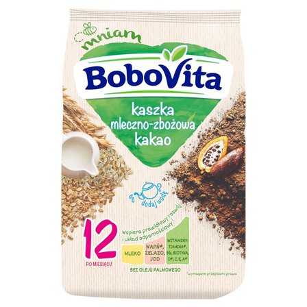 BoboVita Kaszka mleczno-zbożowa kakao po 12 miesiącu 230 g (1)
