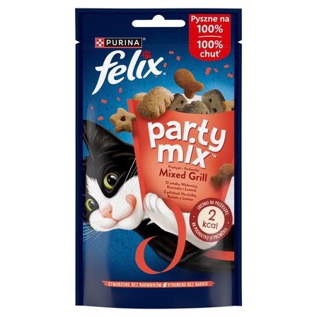 Felix Party Mix Mixed Grill Przekąski o smaku wołowiny kurczaka i łososia 60 g (1)