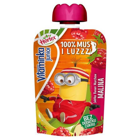 Hortex Vitaminka Junior Mus owocowo-marchwiowy jabłko banan marchew malina 100 g (1)