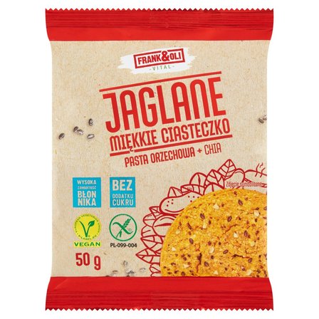 Frank&Oli Jaglane miękkie ciasteczko pasta orzechowa + chia 50 g (1)