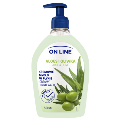 On Line Kremowe mydło w płynie aloes i oliwka 500 ml (1)