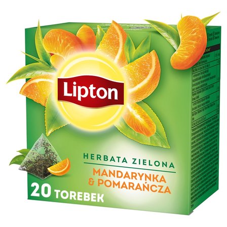 Lipton Herbata zielona aromatyzowana mandarynka & pomarańcza 36 g (20 torebek) (3)