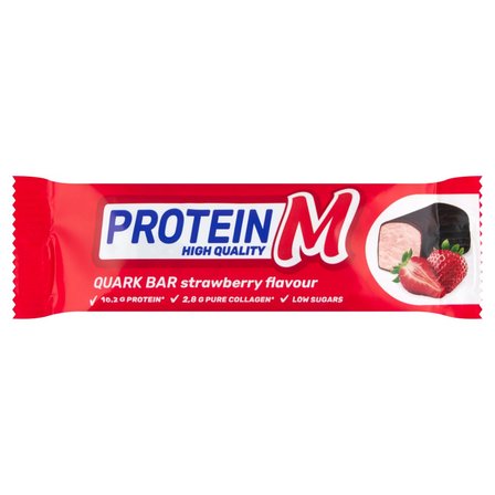 Protein M Batonik z masy twarogowej o smaku truskawkowym z kolagenem 40 g (1)