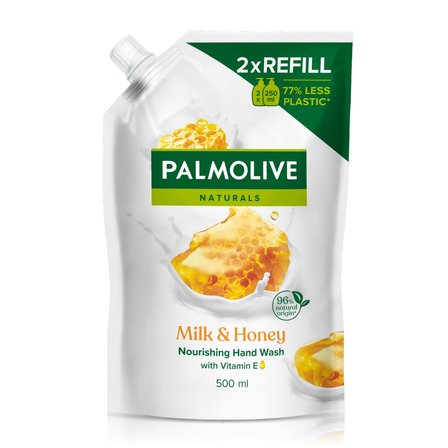 Palmolive Naturals Milk & Honey (Mleko i Miód) Kremowe mydło do rąk w płynie zapas, 500 ml (1)
