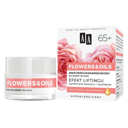 AA Flowers&Oils 65+ Efekt Liftingu Krem przeciwzmarszczkowy na dzień i na noc 50 ml (3)