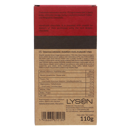 LYSON GORZKA CZEKOLADA TRYSKAWKA CRISPY DODATKIEM MIODU 110G (2)