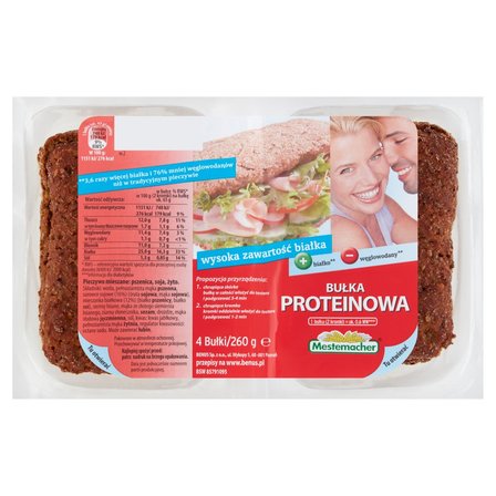 Mestemacher Bułka proteinowa 260 g (4 sztuki) (1)