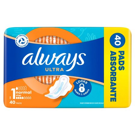 Always Ultra Normal (R1) Ze Skrzydełkami Podpaski 40 Sztuk (1)