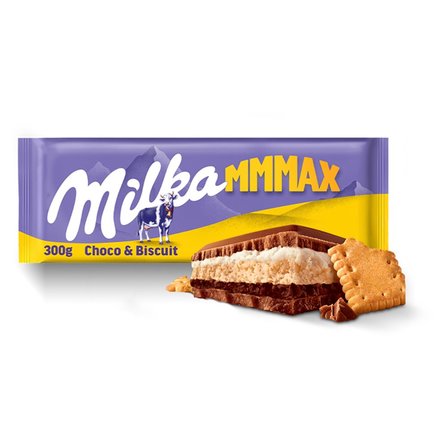 Milka Mmmax Czekolada mleczna z herbatnikiem i nadzieniem kakaowym 300 g (4)