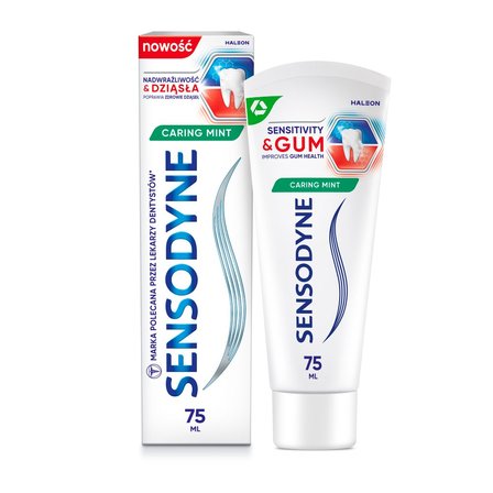 Sensodyne Caring Mint Pasta do zębów z fluorkiem nadwrażliwość & dziąsła 75 ml (7)